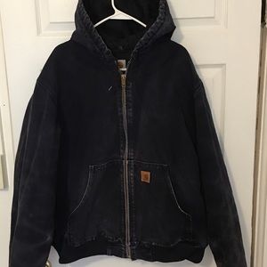 Mens Vintage Navy Blue Carhartt Hooded Jacket